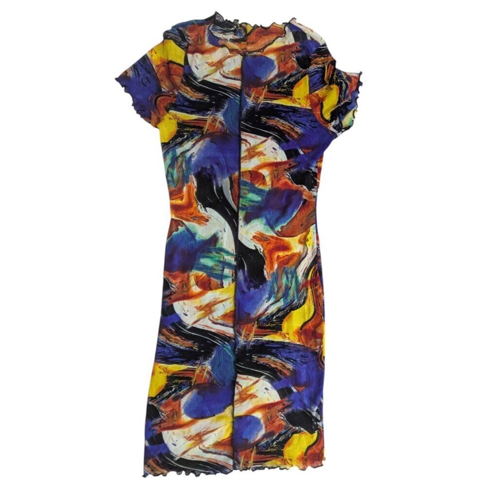 Womens Abstract Mesh Bodycon Dress Multicolor Small